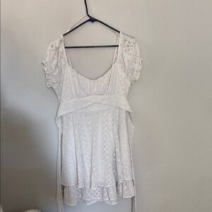 White Lace Short Sleeve Dress